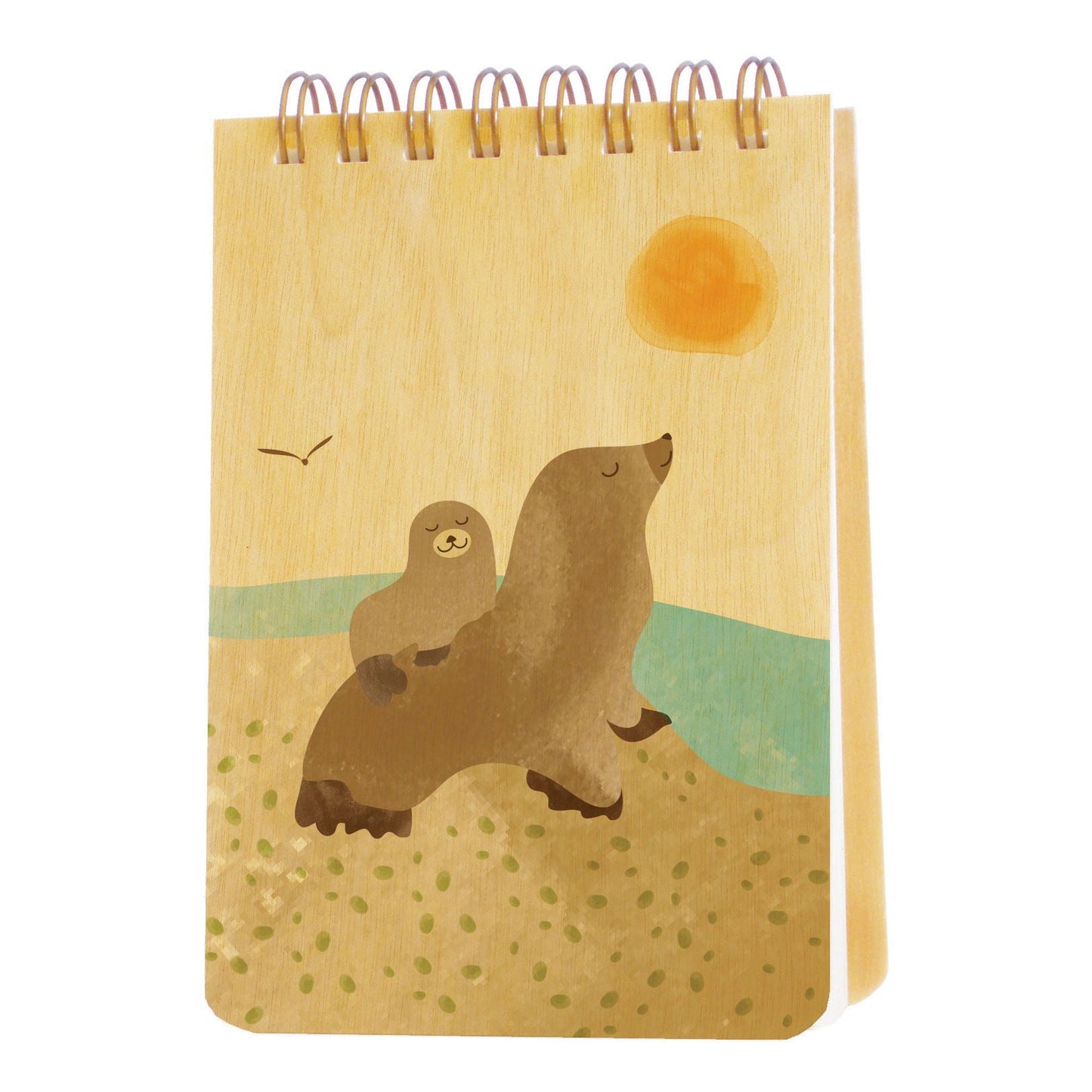 Sea Lions Wood Mini Notepad