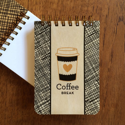 Coffee Break Wood Mini Notepad
