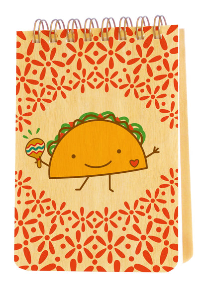 Maraca Taco Wood Mini Notepad