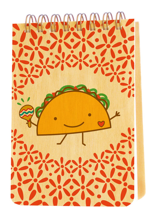 Maraca Taco Wood Mini Notepad