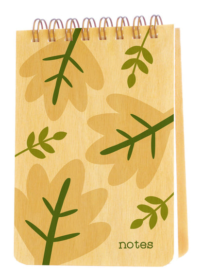 Modern Leaves Wood Mini Notepad