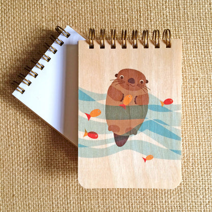 Mr Water Otter Wood Mini Notepad