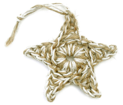 Jute Star Ornament Hand Crocheted in the Usa