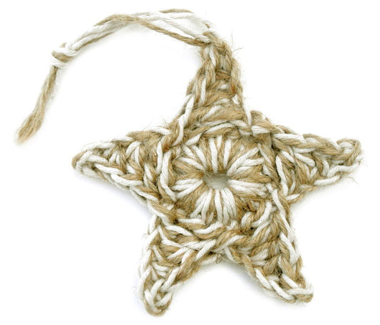 Jute Star Ornament Hand Crocheted in the Usa