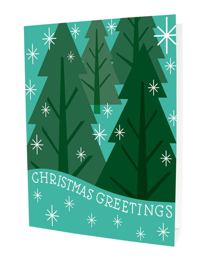 Snowy Trees 'Happy Christmas'