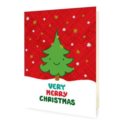 Happy Tree Gold Foil Holiday Card