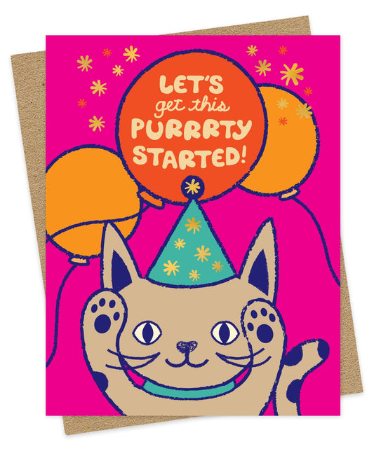 Purrrty Cat Foil-Stamped Birthday Card