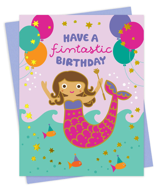 Mermaid Foil-Stamped Birthday Card