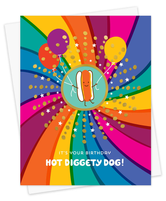 Hot Diggety Foil-Stamped Birthday Card