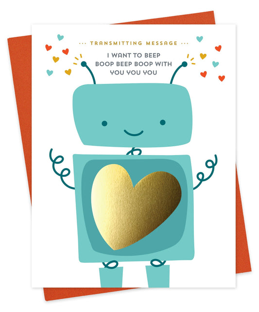 Robot Romance Foil-Stamped Love Card