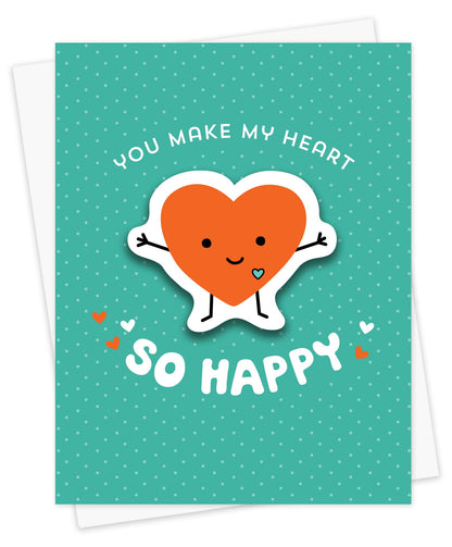 Happy Heart Sticker Love Card