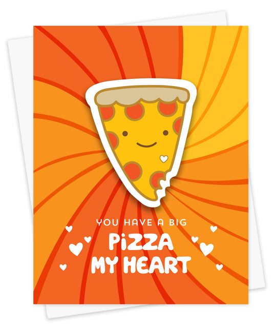 Pizza Heart Sticker Love Card