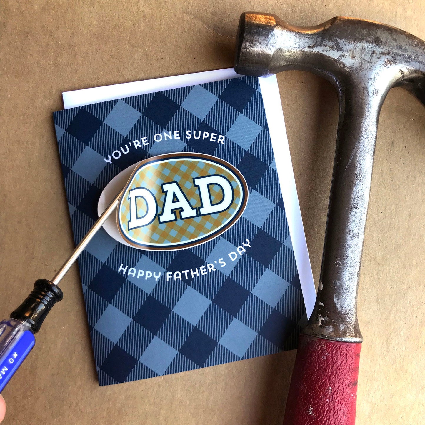 Plaid Dad Sticker Father's Day Card