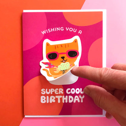 Cool Cat Sticker Birthday Card