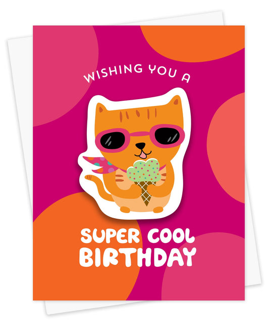 Cool Cat Sticker Birthday Card