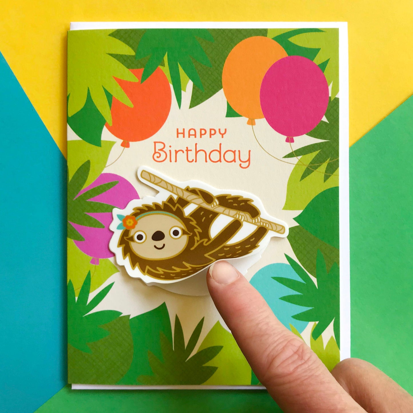 Forest Sloth Sticker Birthday Card