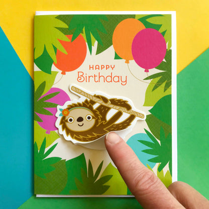 Forest Sloth Sticker Birthday Card