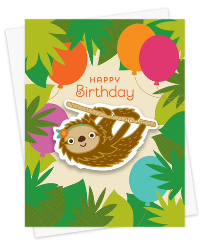 Forest Sloth Sticker Birthday Card