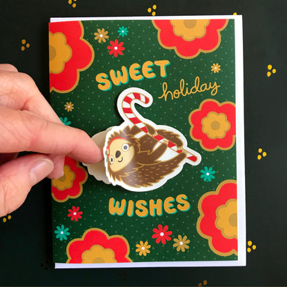 Sweet Sloth Sticker Holiday Card