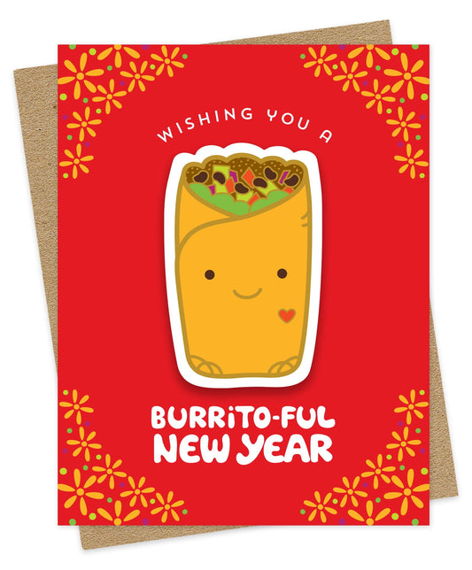 Burrito-Ful New Year Sticker Holiday Card