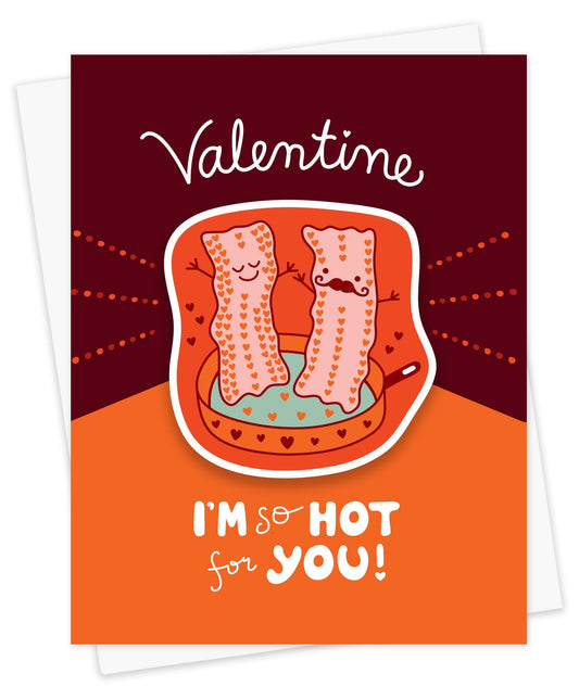 Valentine Bacon Sticker Love Card