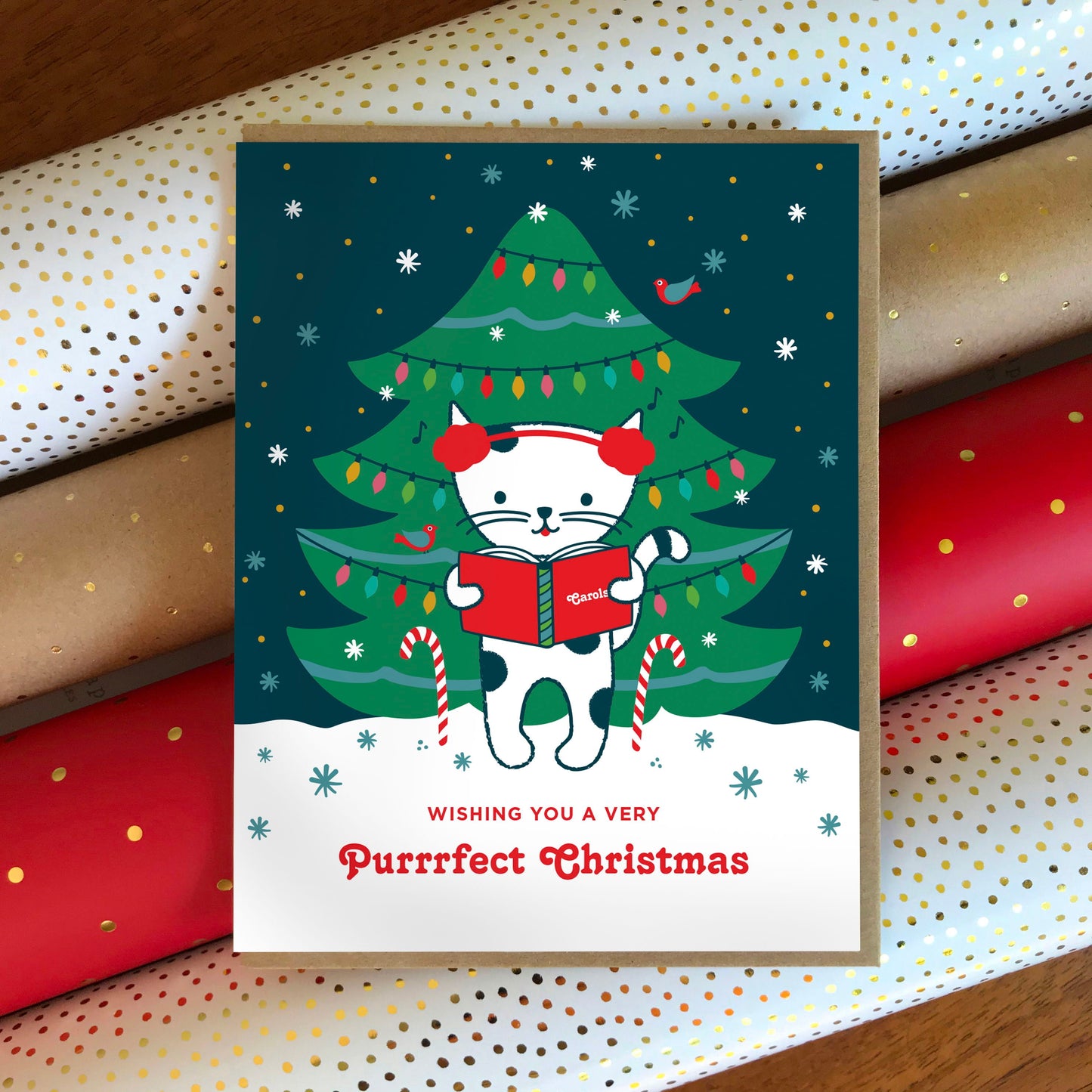 Caroling Kitty Holiday Card