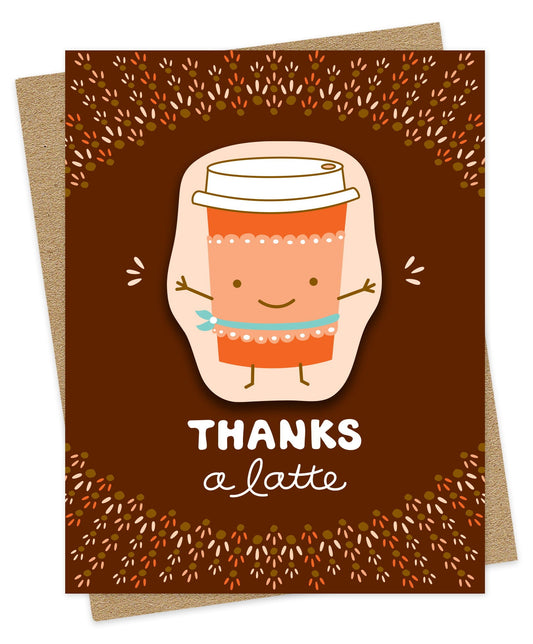Latte Thanks Sticker Thank You Card