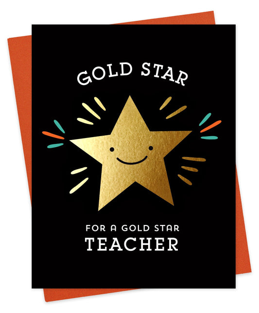 Gold Star Teacher Foil-Stamped Appreciation Card