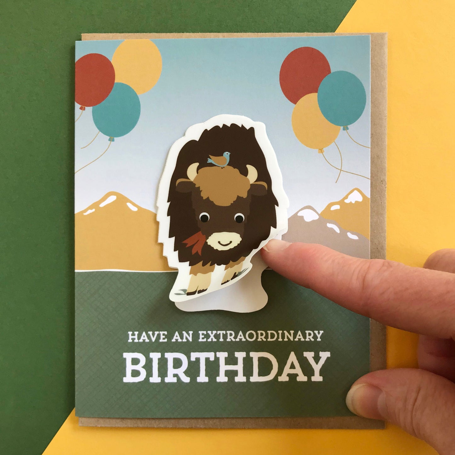 Bison Birthday Sticker Birthday Card