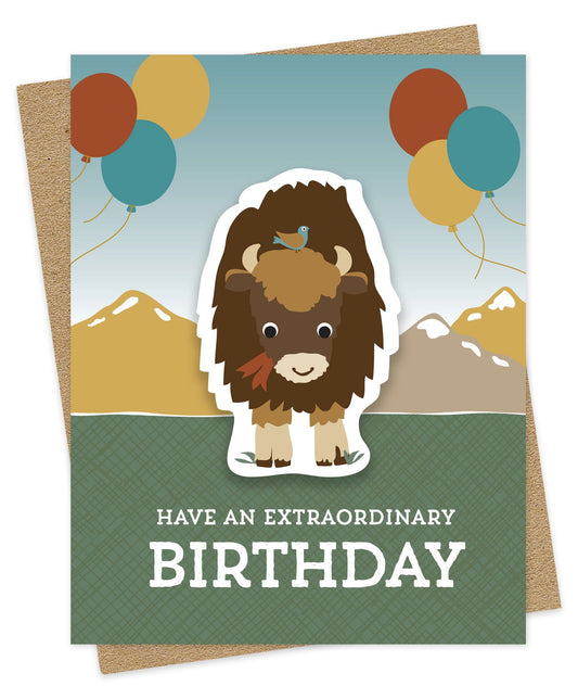 Bison Birthday Sticker Birthday Card