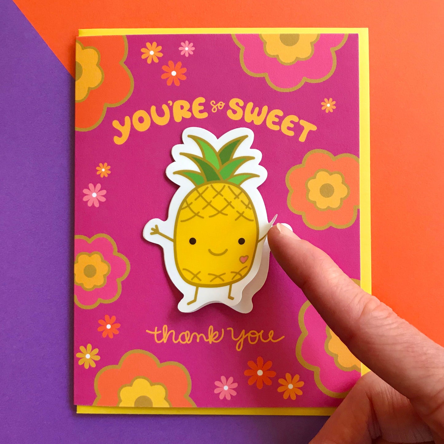 Sweet Pineapple Sticker Thank You Card