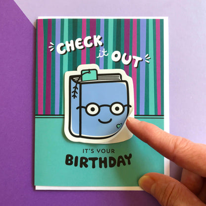 Book Birthday Sticker Birthday Card