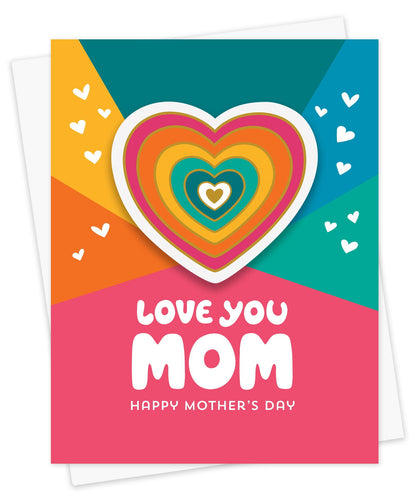 Radiant Heart Mom Sticker Mother's Day Card