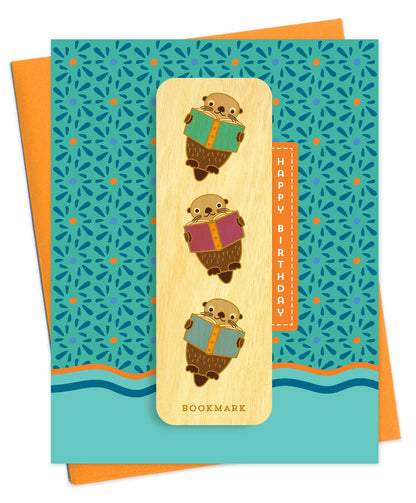 Otter Read Bookmark Birthday Card