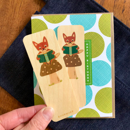 Foxy Fables Bookmark Birthday Card