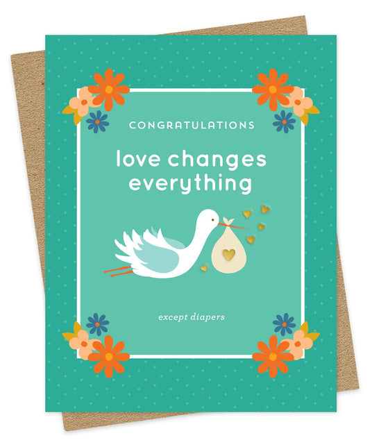 Stork Foil-Stamped Baby Card