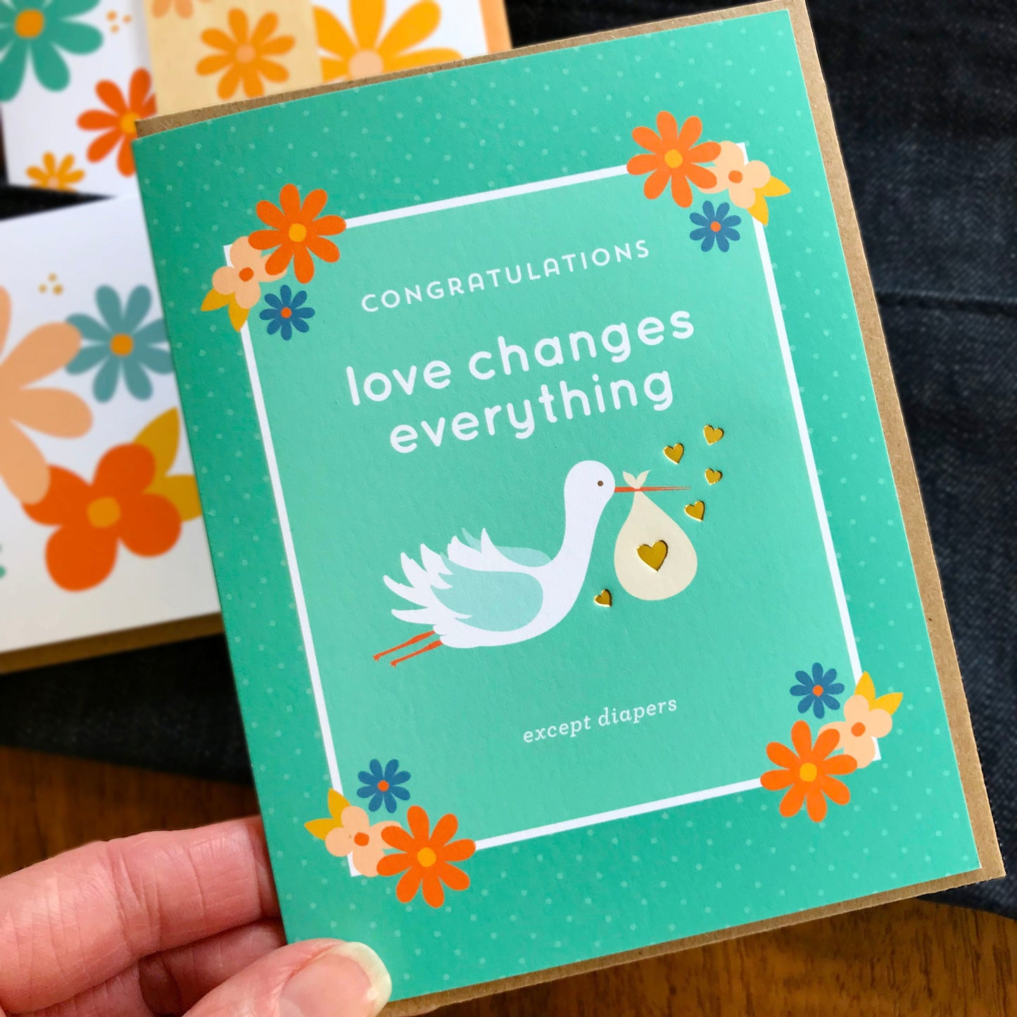 Stork Foil-Stamped Baby Card