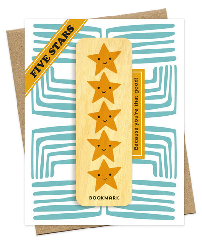 5 Stars Bookmark Congratulations Card