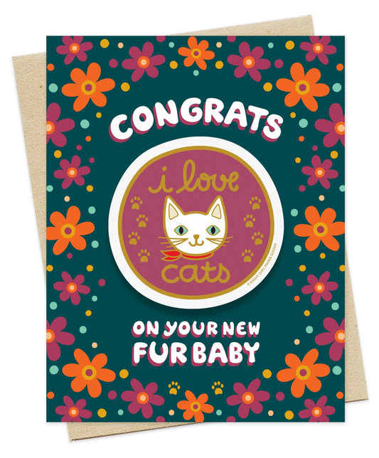 Cat Fur Baby Sticker Cat Adoption Card