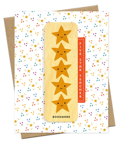 5 Star Teacher Bookmark Thank You Card