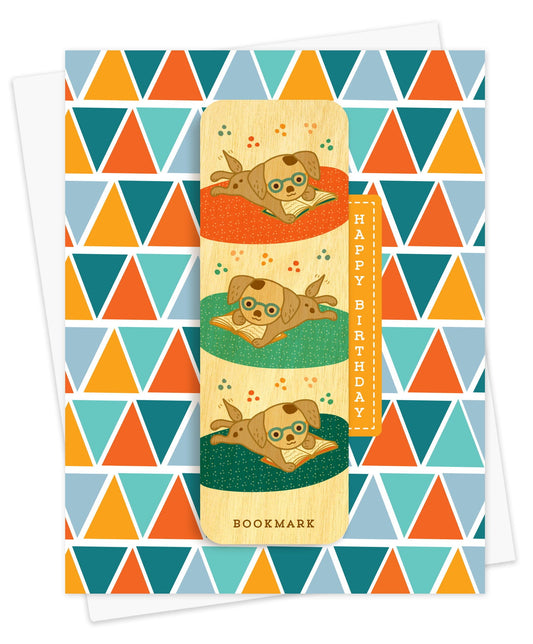 Puppy Pages Bookmark Birthday Card