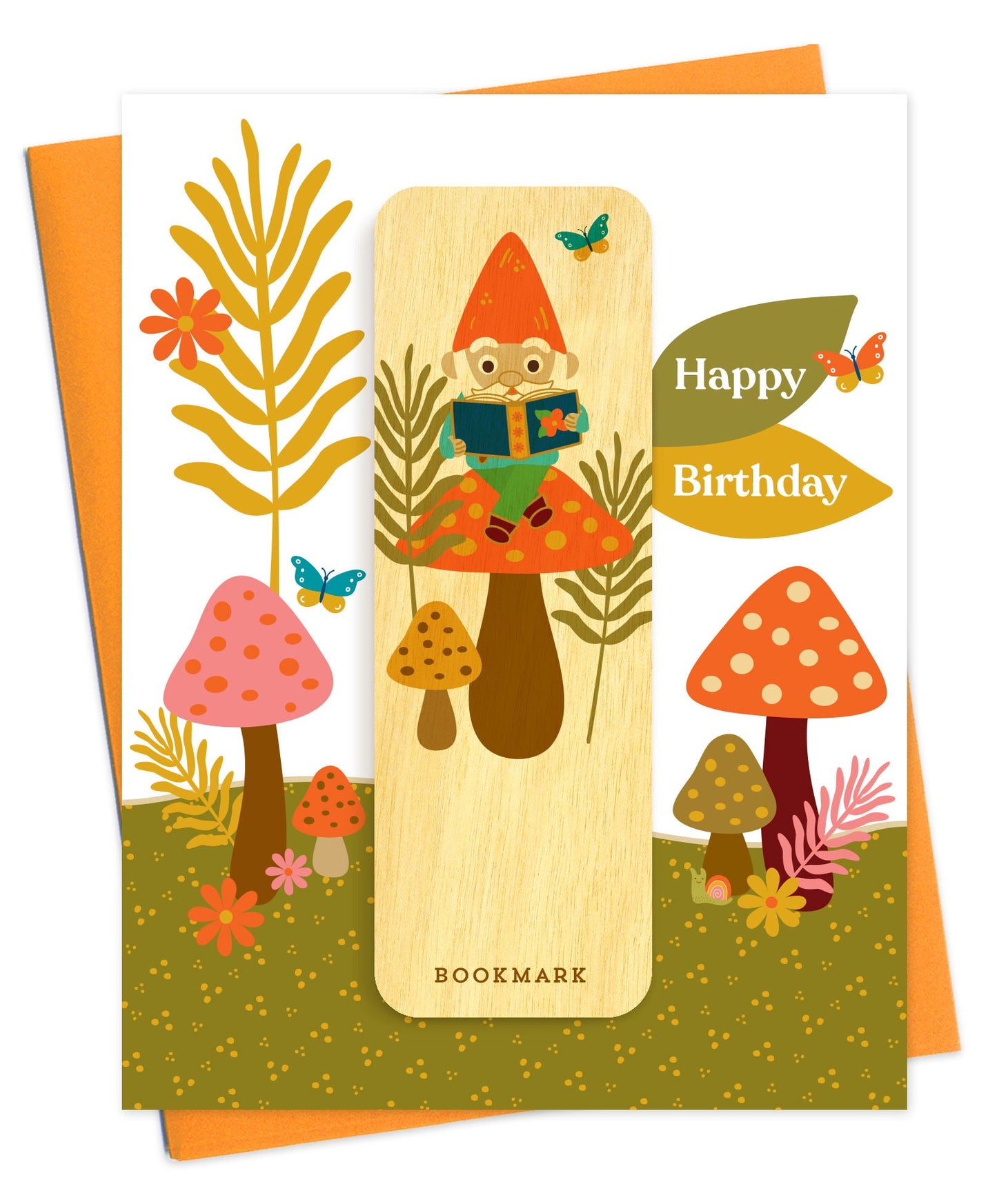 Reading Gnome Bookmark Birthday Card