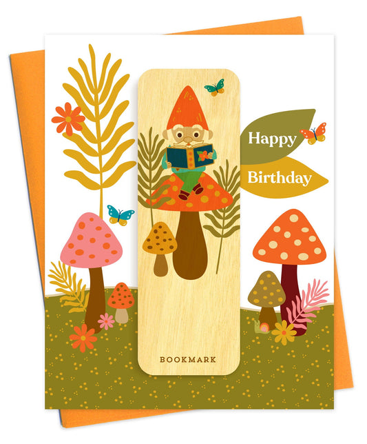 Reading Gnome Bookmark Birthday Card