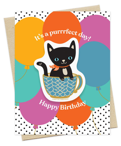 Purrrfect Day Sticker Birthday Card