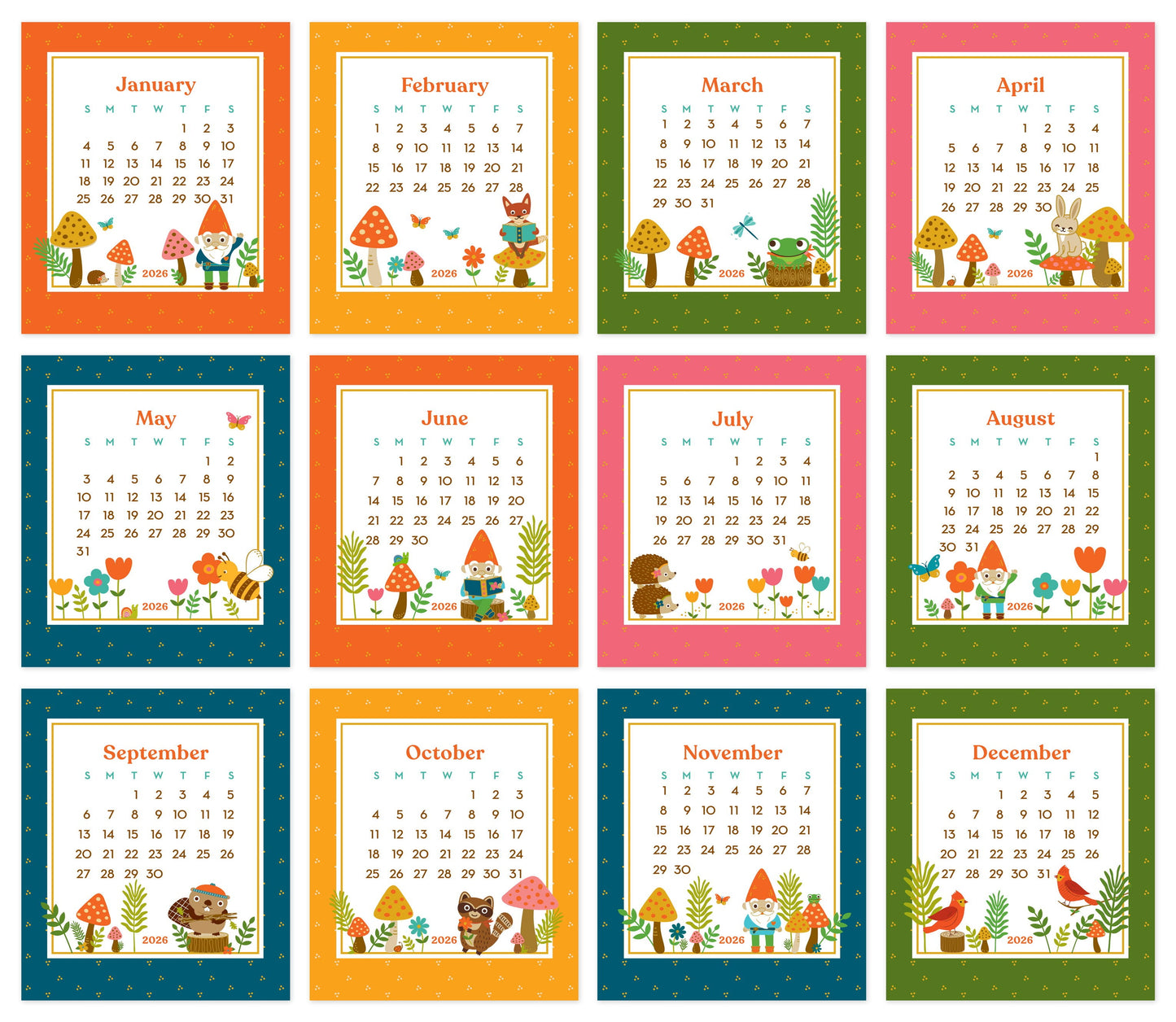 2026 Forest Friends Paper Desk Calendar