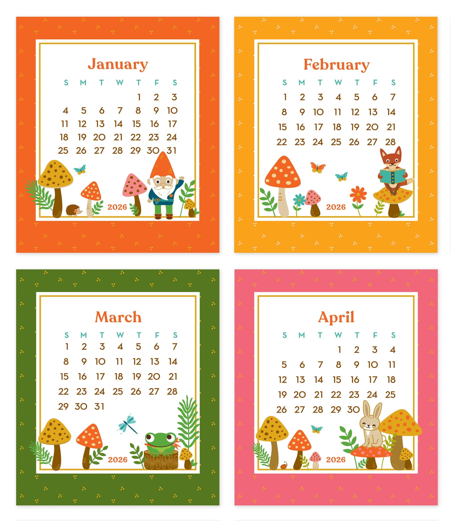 2026 Forest Friends Paper Desk Calendar