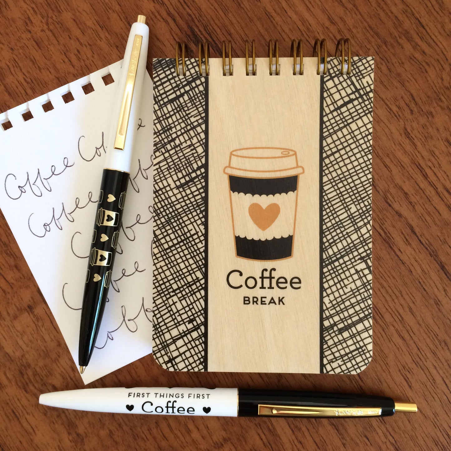 Coffee Break Wood Mini Notepad