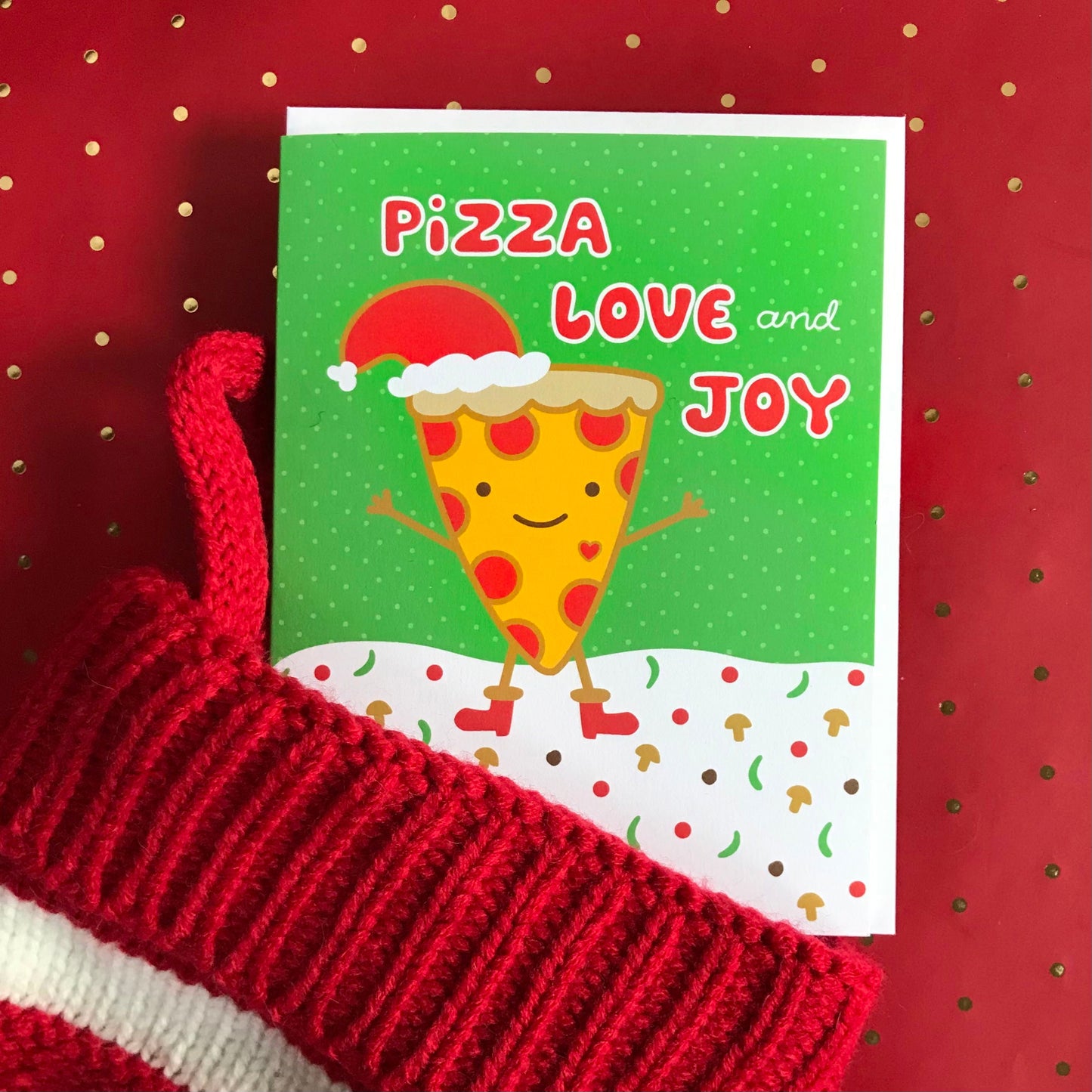 Pizza Love Joy Holiday Card