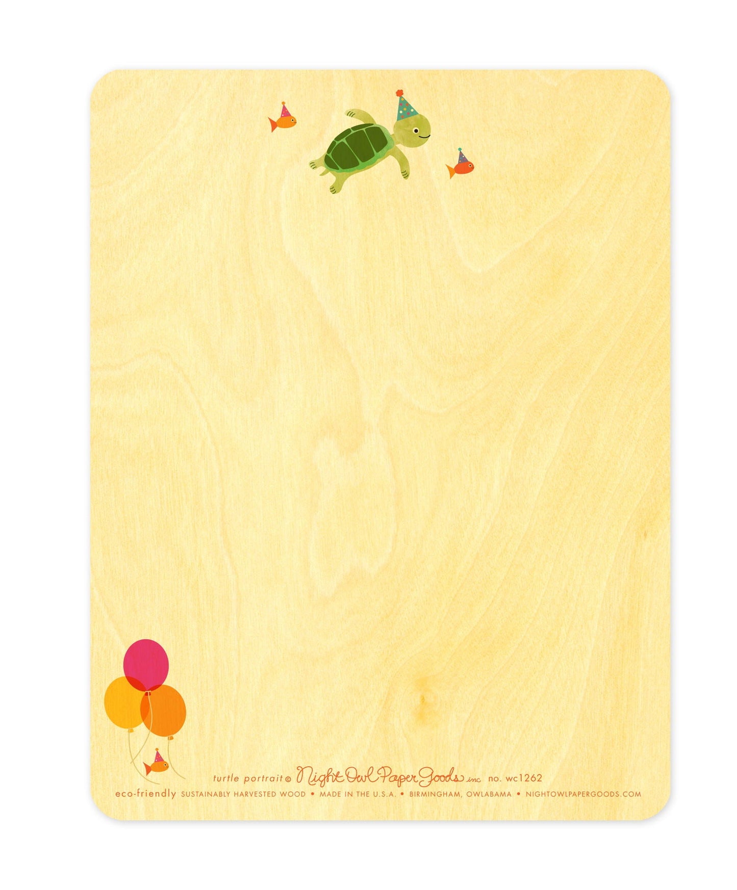 Turtle Portrait Wood Birthday Card