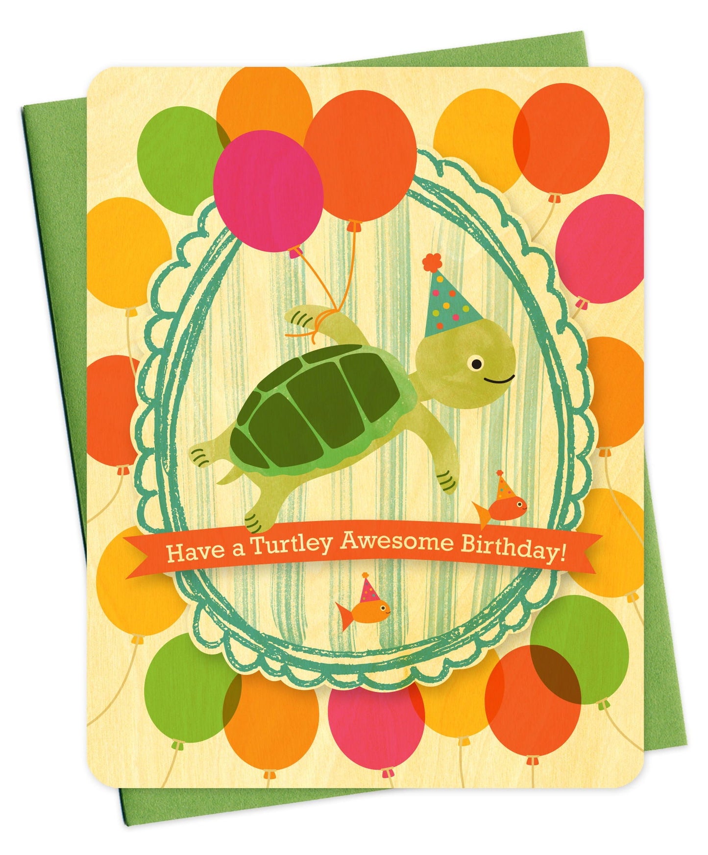 Turtle Portrait Wood Birthday Card